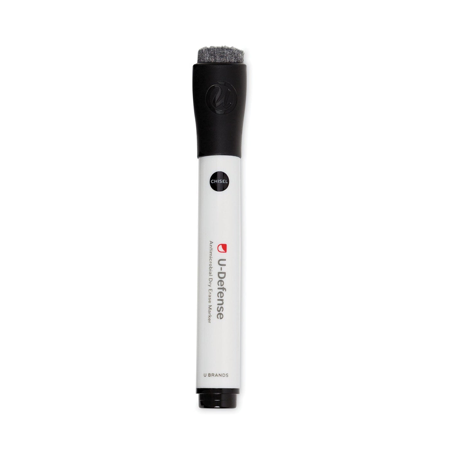 U Brands U-Defense Antimicrobial Dry-Erase Markers, Broad Chisel Tip, Black, 12/Pack