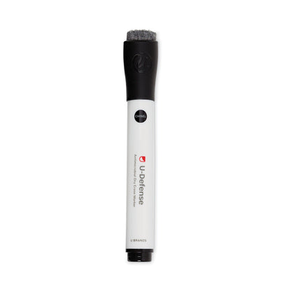 U Brands U-Defense Antimicrobial Dry-Erase Markers, Broad Chisel Tip, Black, 12/Pack