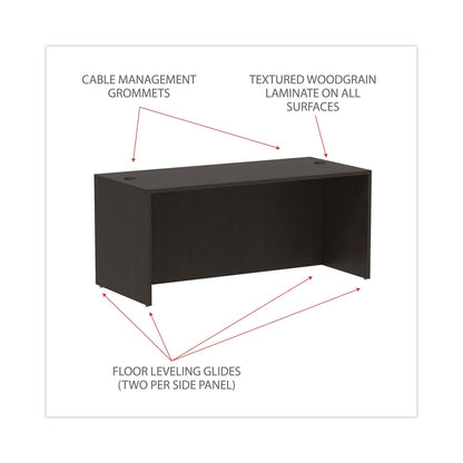 Alera Valencia Series Straight Front Desk Shell, 65" x 29.5" x 29.63", Espresso