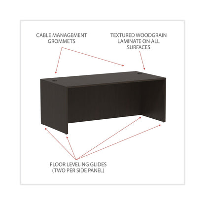 Alera Valencia Series Straight Front Desk Shell, 71" x 35.5" x 29.63", Espresso