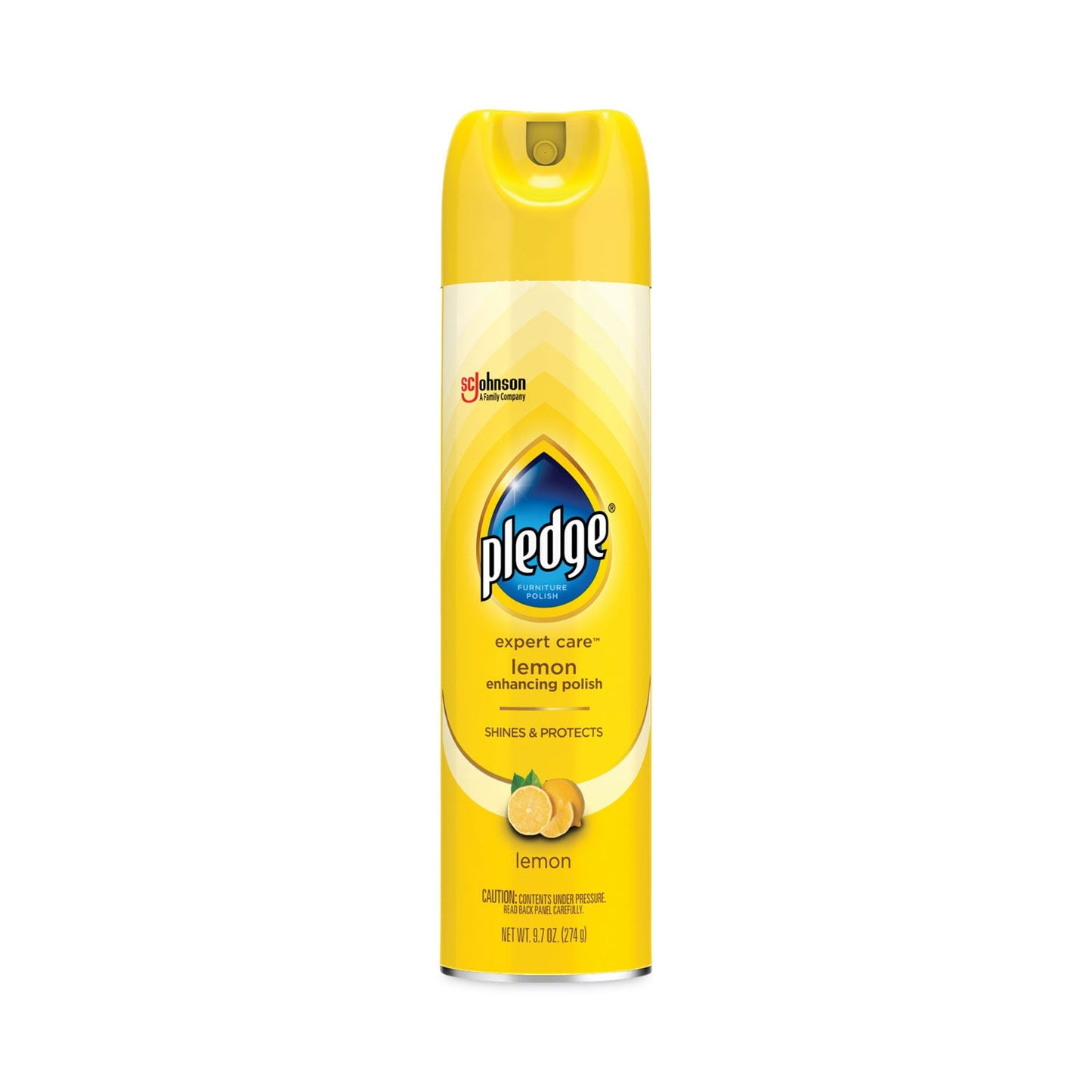 Pledge Furniture Polish, Lemon, 9.7 oz Aerosol Spray, 6/Carton