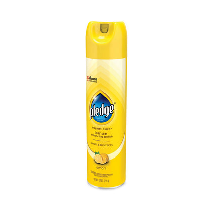 Pledge Furniture Polish, Lemon, 9.7 oz Aerosol Spray, 6/Carton