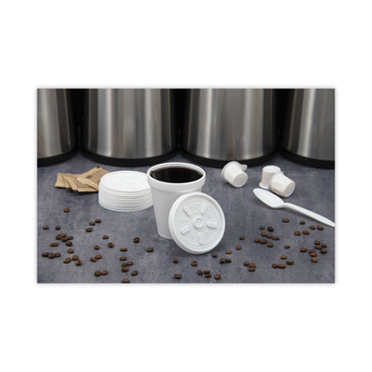 Dart Plastic Lids, Fits 8 oz to 10 oz Hot/Cold Foam Cups, Vented, White, 100/Pack, 10 Packs/Carton