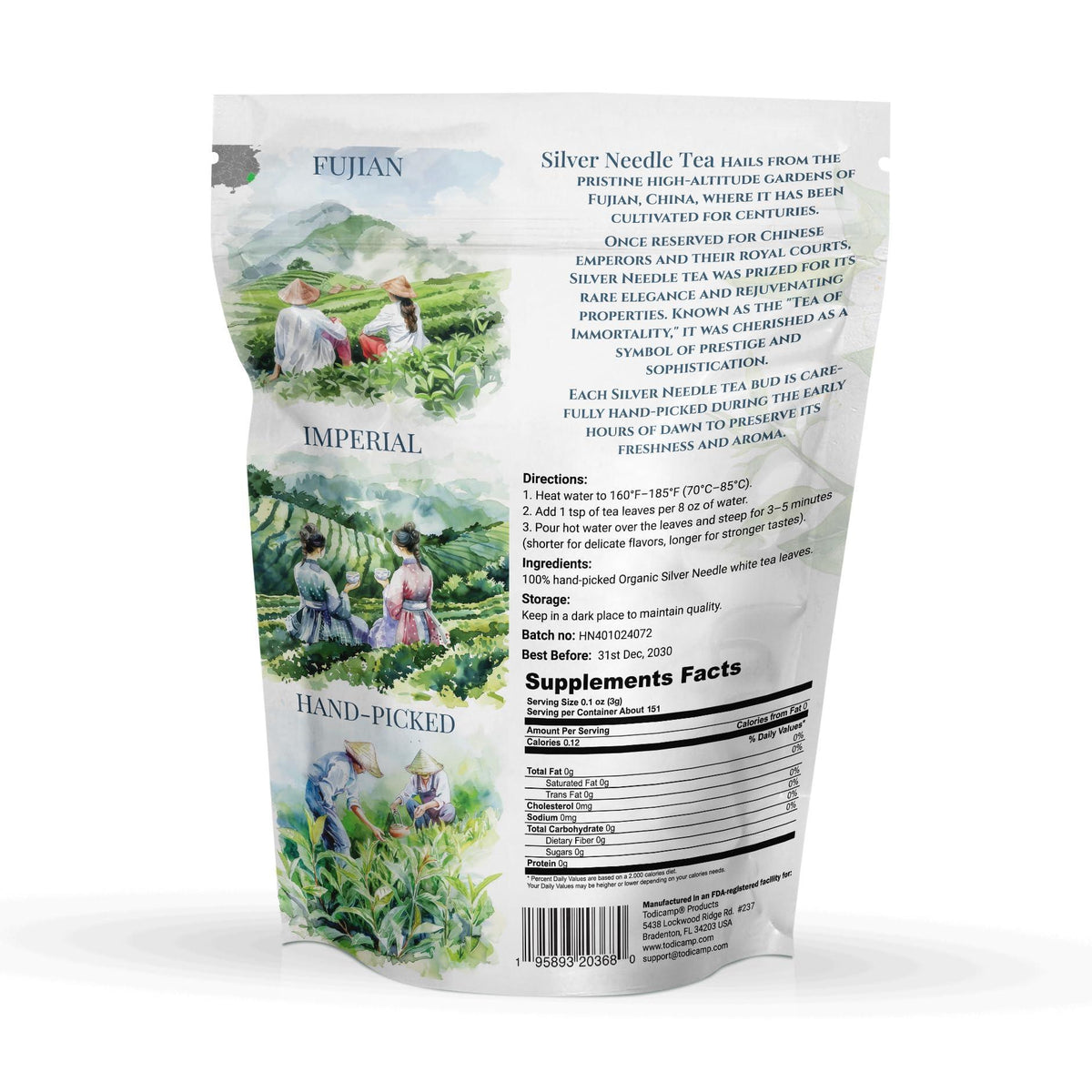 Organic Silver Needle Tea   1 lb of Premium Organic White Tea Loose Leaf