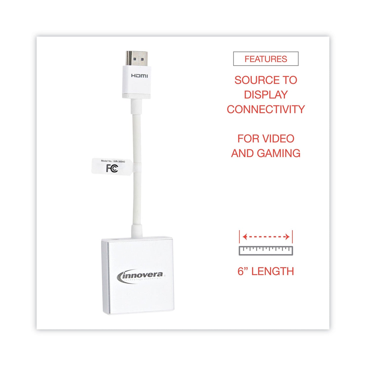 Innovera HDMI to SVGA Adapter, 6", White