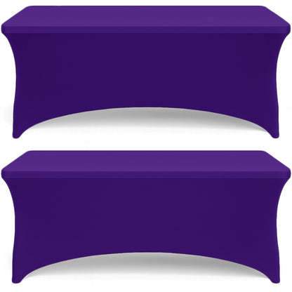 Purple Spandex Table Covers 6ft 2 Pack Elegant Durable Stretchy 6ft Table Cover Fitted Wrinkle and Stain Resistant Elastic Leg Pockets