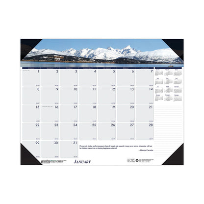 House of Doolittle Earthscapes Recycled Monthly Desk Pad Calendar, Mountains of the World Photos, 22 x 17, Black Corners,12-Month(Jan-Dec): 2023