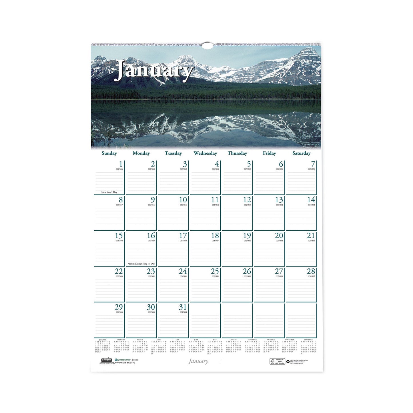 House of Doolittle Earthscapes Recycled Monthly Wall Calendar, Scenic Beauty Photography, 12 x 16.5, White Sheets, 12-Month (Jan-Dec): 2023