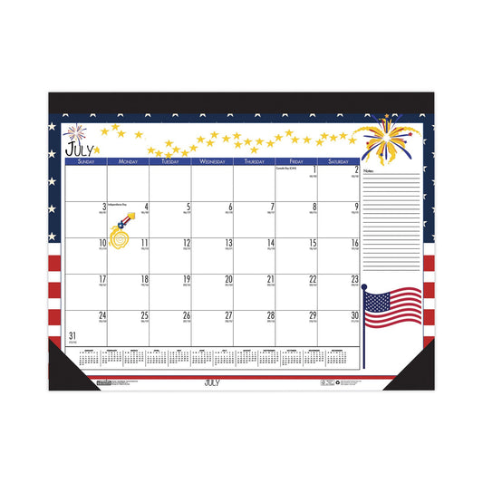 House of Doolittle Recycled Academic Year Desk Pad Calendar, Earthscapes Seasonal Artwork, 22 x 17, Black Binding, 12-Month (July-June): 2022-23