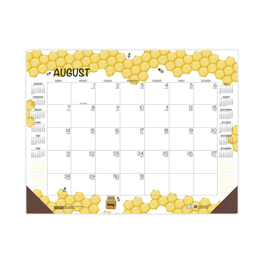 House of Doolittle Recycled Honeycomb Desk Pad Calendar, 22 x 17, White/Multicolor Sheets, Brown Corners, 12-Month (Aug to July): 2023
