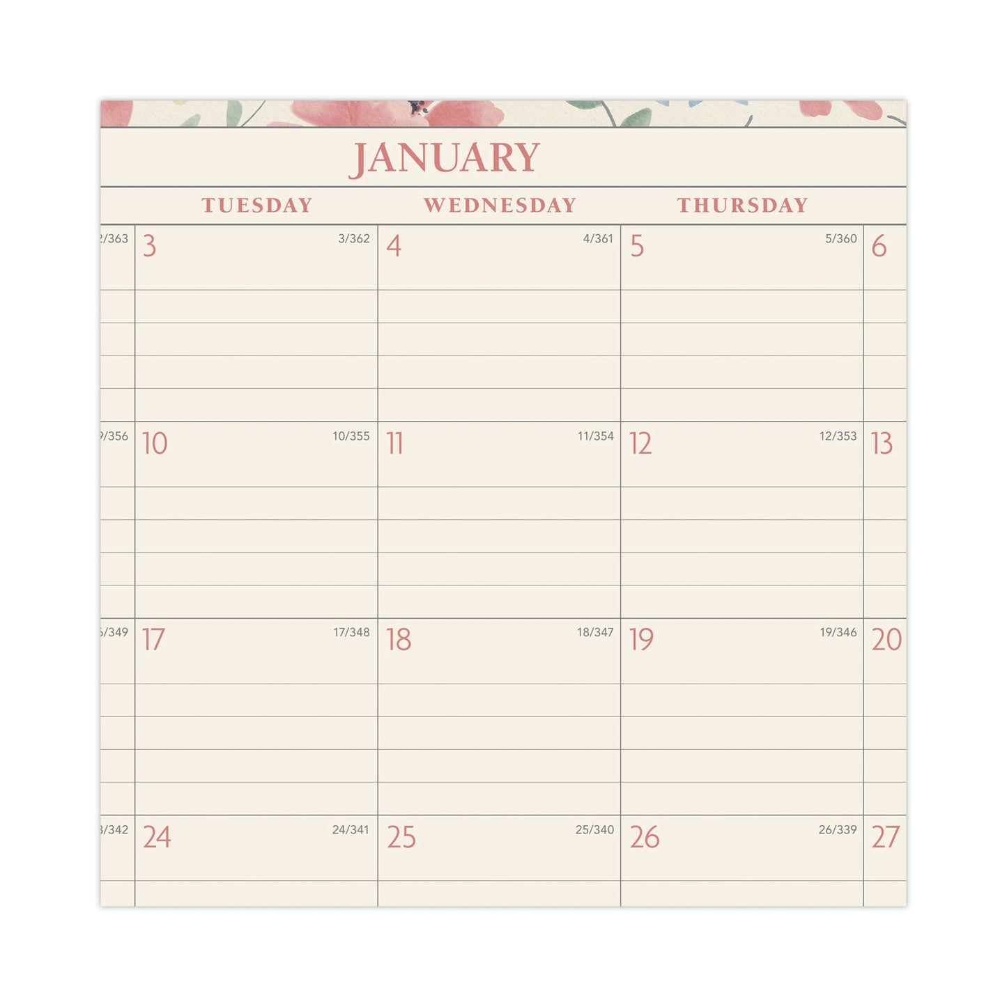 AT-A-GLANCE Badge Floral Wall Calendar, Badge Floral Artwork, 15 x 12, White/Multicolor Sheets, 12-Month (Jan to Dec): 2023