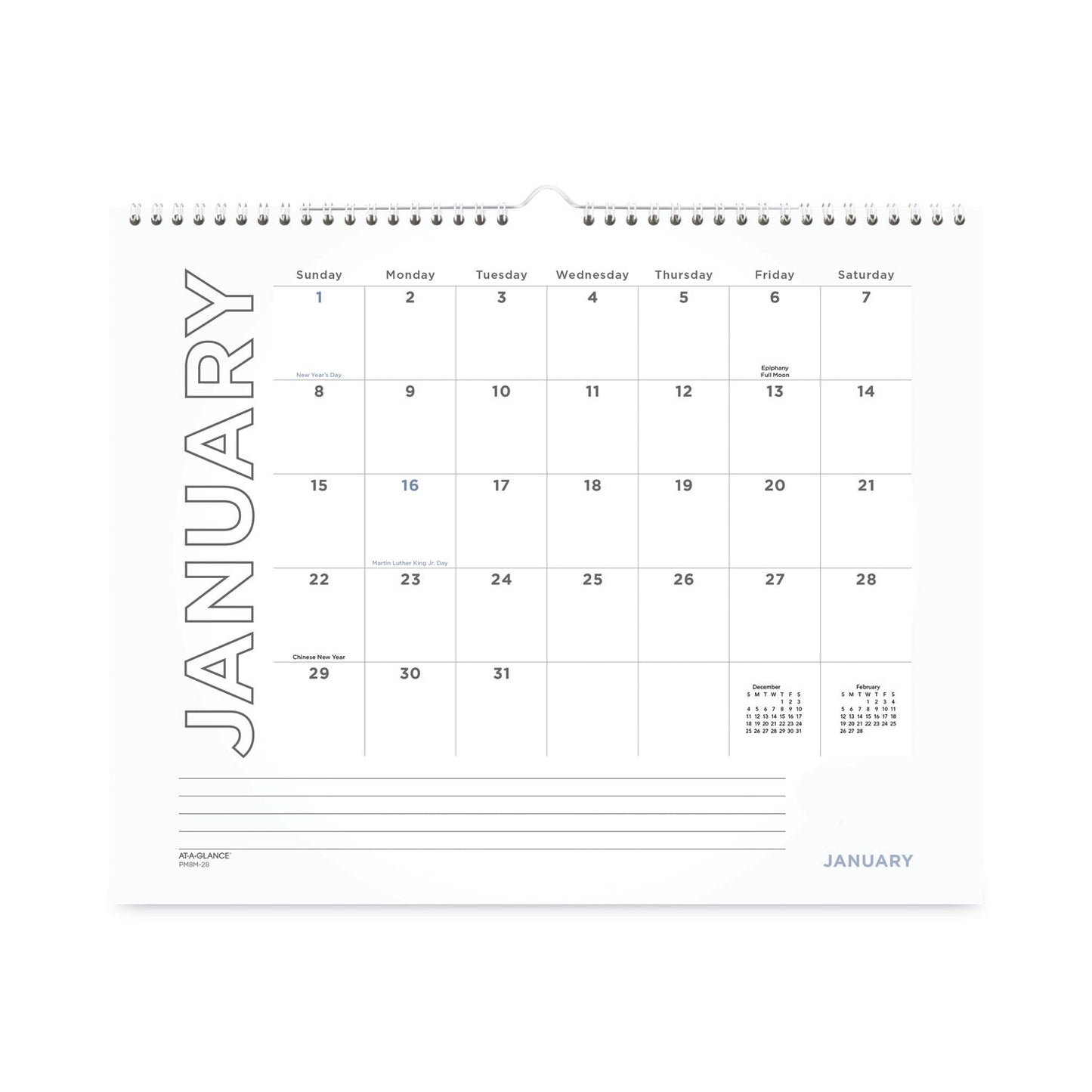 AT-A-GLANCE Modern Core Wall Calendar, Modern Artwork, 15 x 12, White/Black Sheets, 12-Month (Jan to Dec): 2023