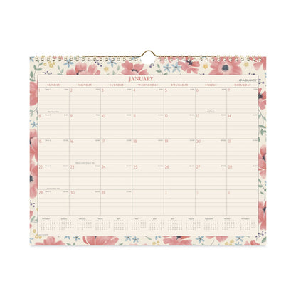 AT-A-GLANCE Badge Floral Wall Calendar, Badge Floral Artwork, 15 x 12, White/Multicolor Sheets, 12-Month (Jan to Dec): 2023