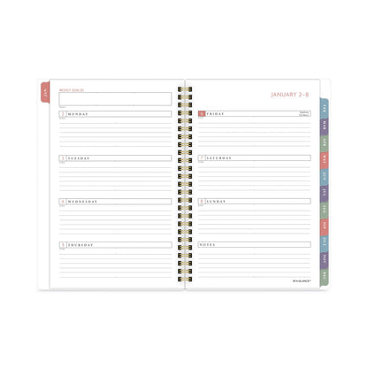 AT-A-GLANCE Badge Hand Drawn Geo Weekly/Monthly Planner, Badge Geo Artwork, 8.5x5.5, Blue/White Cover, 13-Month(Jan to Jan): 2023 to 2024