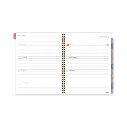 AT-A-GLANCE Badge Floral Weekly/Monthly Planner, Badge Floral Artwork, 11x8.5, Blue/Green/Pink Cover, 13-Month(Jan to Jan): 2023 to 2024