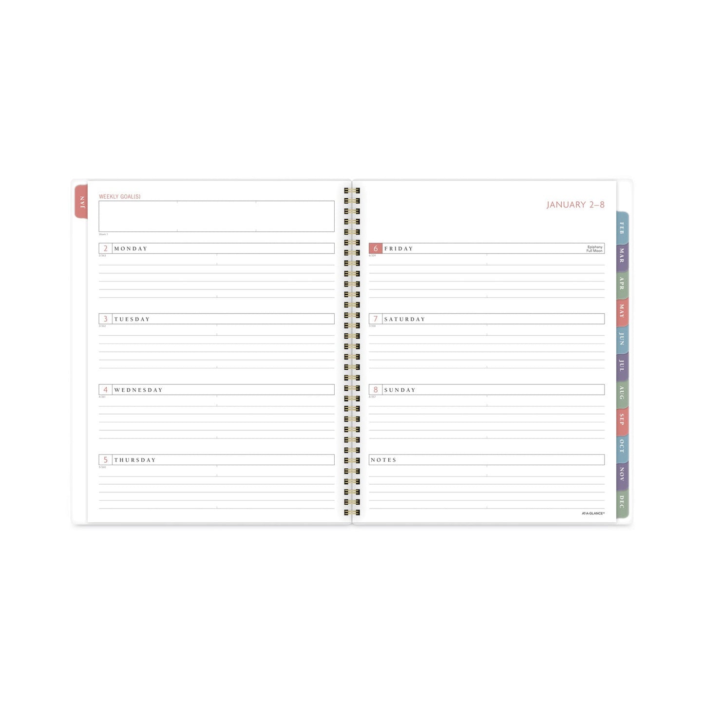 AT-A-GLANCE Badge Hand Drawn Geo Weekly/Monthly Planner, Badge Geo Artwork, 11x8.5, Blue/White Cover, 13-Month(Jan to Jan): 2023 to 2024