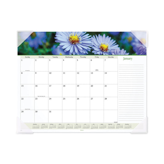 AT-A-GLANCE Floral Panoramic Desk Pad, Floral Photography, 22 x 17, White/Multicolor Sheets, Clear Corners, 12-Month (Jan-Dec): 2023