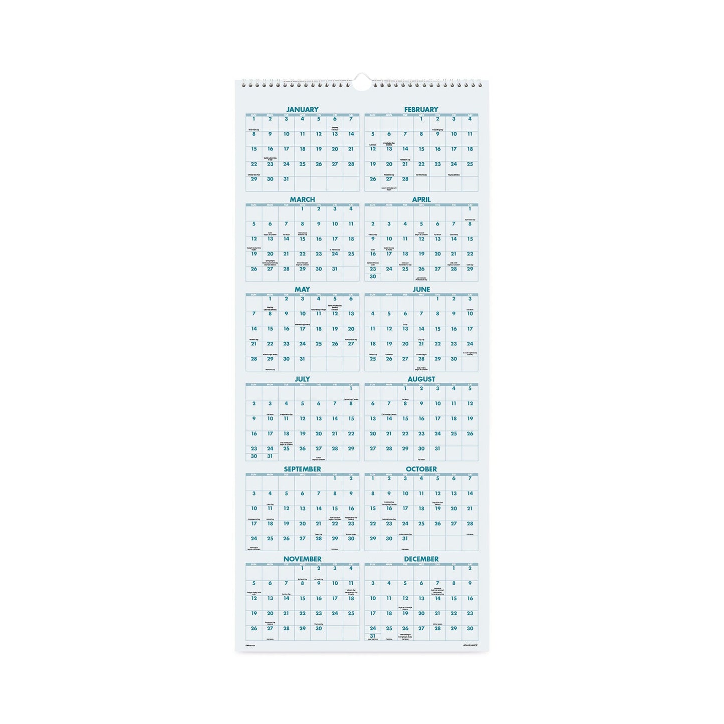 AT-A-GLANCE Scenic Three-Month Wall Calendar, Scenic Landscape Photography, 12 x 27, White Sheets, 14-Month (Dec to Jan): 2022 to 2024
