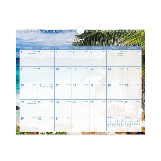 AT-A-GLANCE Tropical Escape Wall Calendar, Tropical Escape Photography, 15 x 12, Pale Blue/Multicolor Sheets, 12-Month (Jan to Dec): 2023