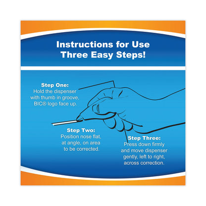 BIC Wite-Out EZ Correct Correction Tape, Non-Refillable, Blue/Yellow Applicators, 0.17" x 400", 4/Pack