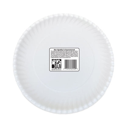 AJM Packaging Corporation Gold Label Coated Paper Plates, 9" dia, White, 120/Pack, 8 Packs/Carton