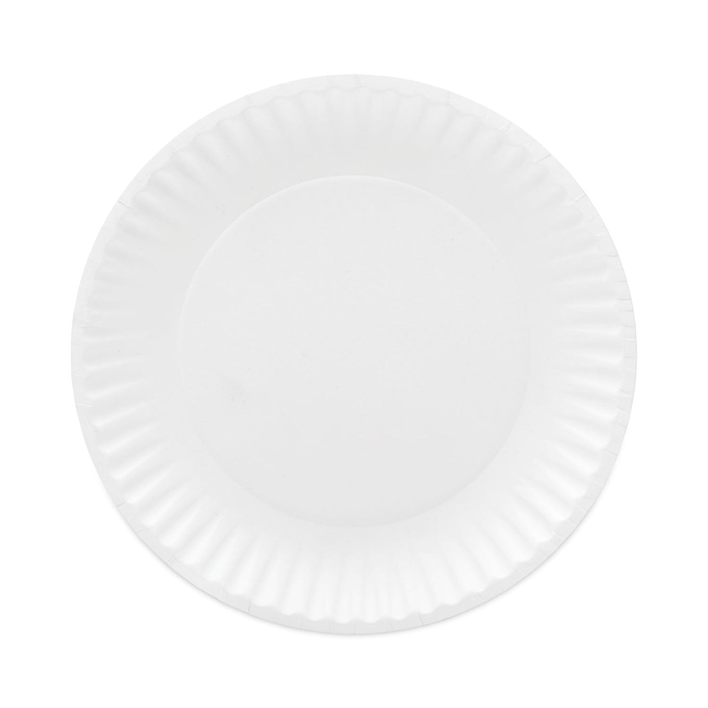 AJM Packaging Corporation Coated Paper Plates, 6" dia, White, 100/Pack, 12 Packs/Carton