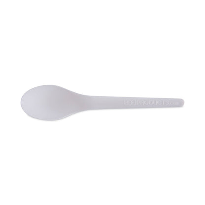 Eco-Products Plantware Compostable Cutlery, Spoon, 6", Pearl White, 50/Pack, 20 Pack/Carton