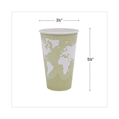 Eco-Products World Art Renewable and Compostable Hot Cups, 16 oz, 50/Pack, 20 Packs/Carton