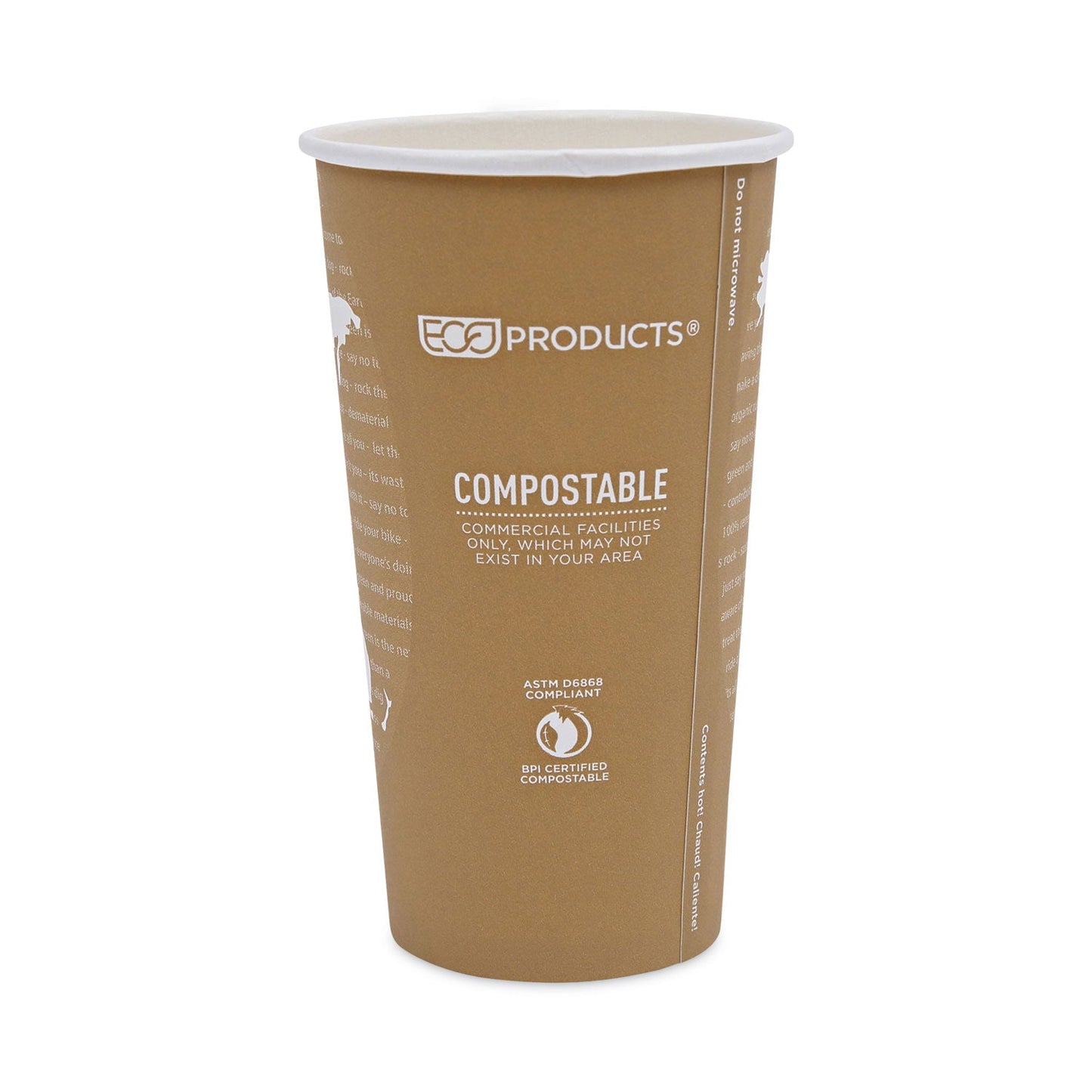 Eco-Products World Art Renewable and Compostable Hot Cups, 20 oz, 50/Pack, 20 Packs/Carton