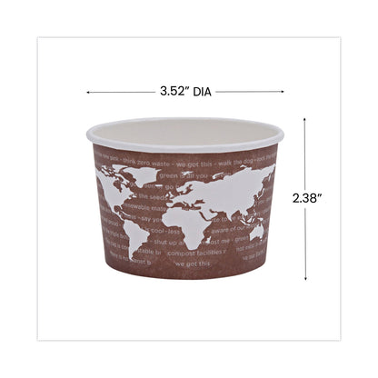 Eco-Products World Art Renewable and Compostable Food Container, 8 oz, 3.04 Diameter x 2.3 h, Brown, Paper, 50/Pack, 20 Packs/Carton