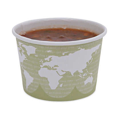 Eco-Products World Art Renewable and Compostable Food Container, 16 oz, 4.05 Diameter x 3 h, Seafoam, Paper, 25/Pack, 20 Packs/Carton
