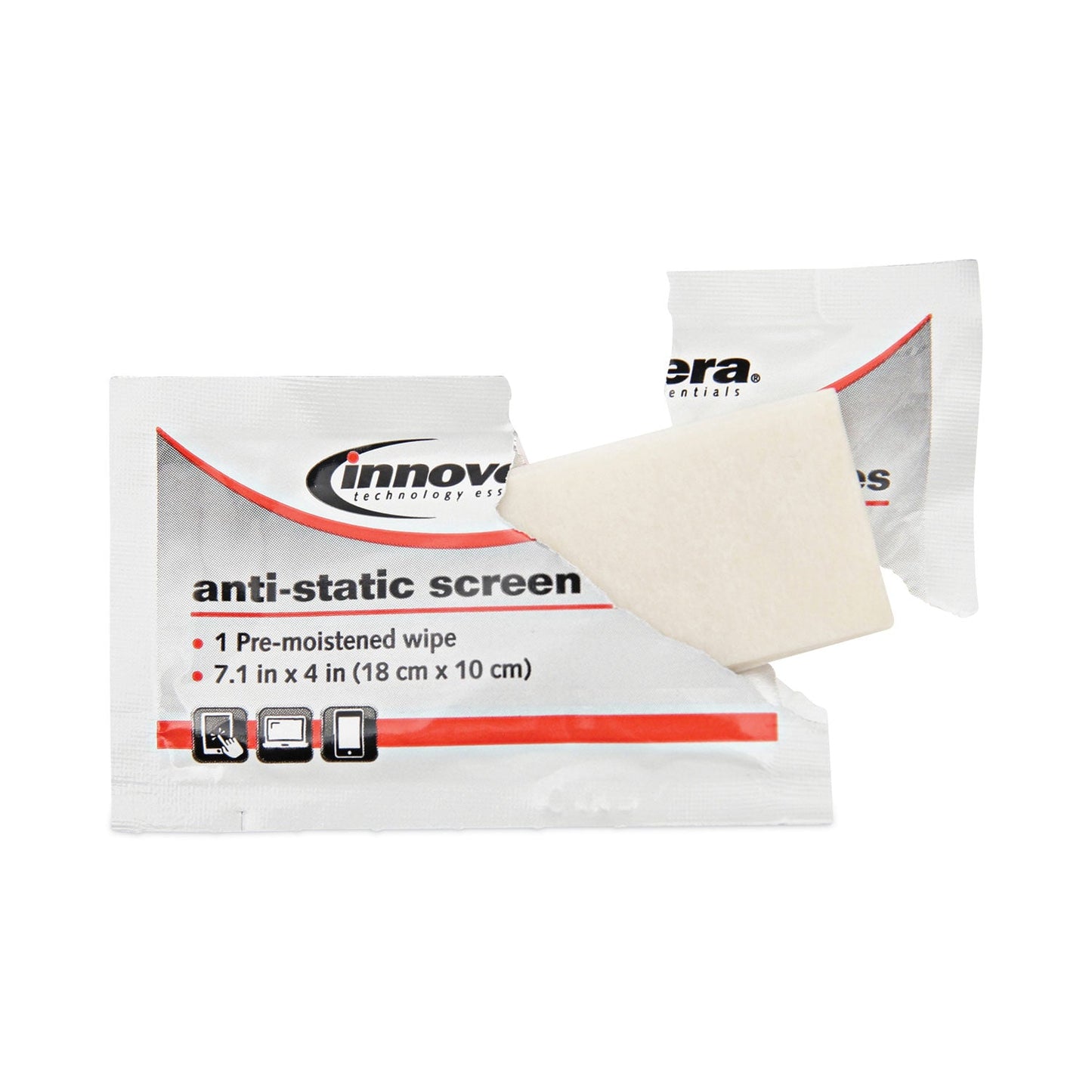 Innovera Antistatic Screen Cleaning Wipes, 200 Sachets, Fishbowl with Black Top