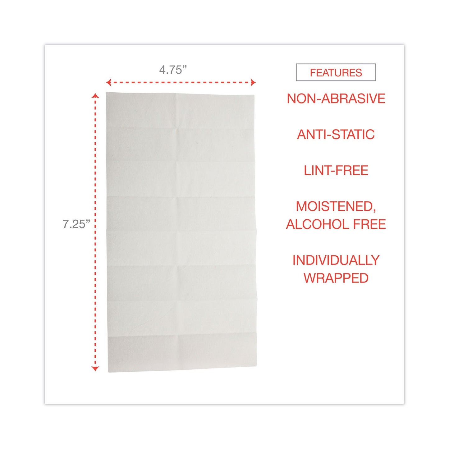 Innovera Antistatic Screen Cleaning Wipes, Cloth, 4.75,  x 7.25, White, 100/Pack