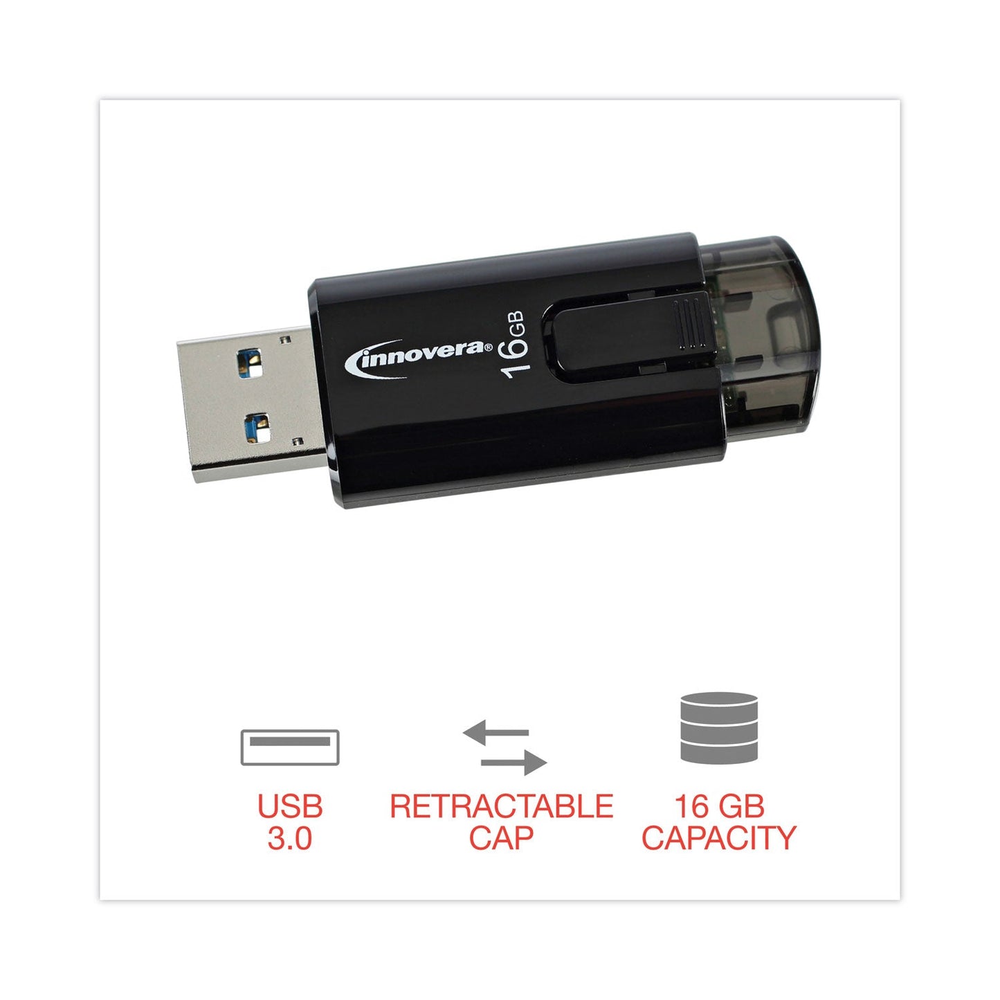 Innovera USB 3.0 Flash Drive, 16 GB, 3/Pack