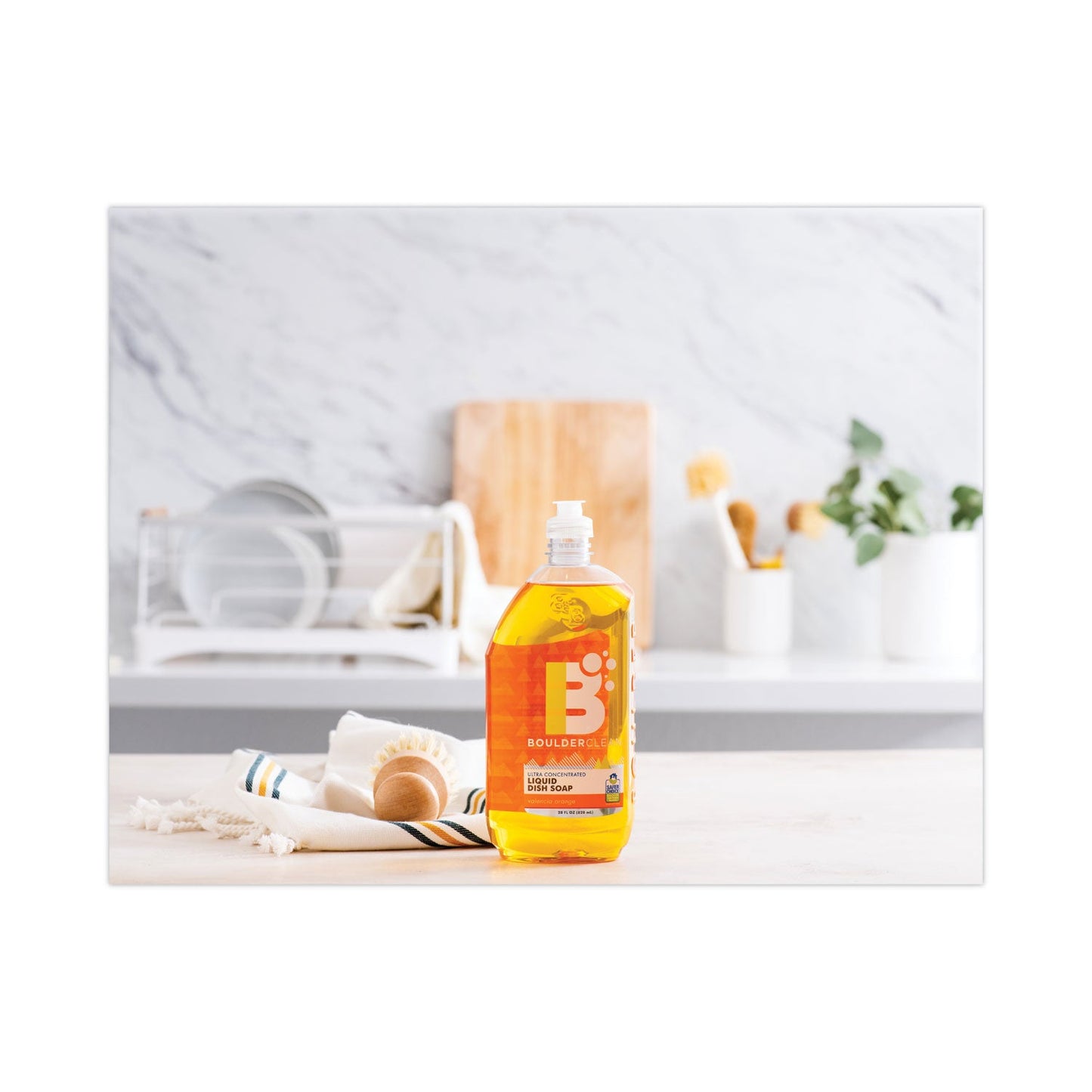 Boulder Clean Liquid Dish Soap, Valencia Orange, 28 oz Bottle, 6/Carton