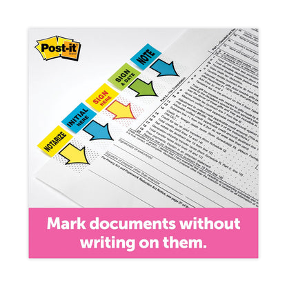 Post-it Arrow Message 1" Page Flags, "Sign and Date", Green, 50 Flags/Dispenser, 2 Dispensers/Pack
