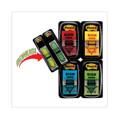 Post-it Arrow Message 1" Page Flags,  200 "Sign Here", 48 Arrow, Four Colors, 248/Pack