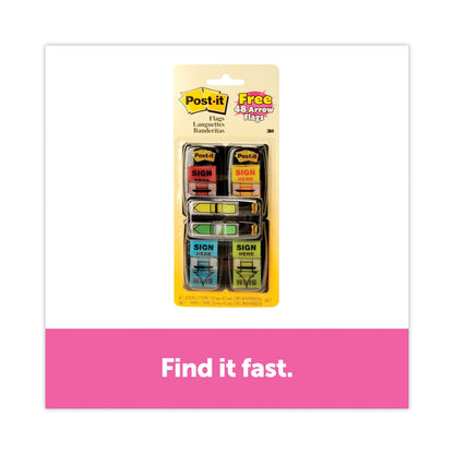 Post-it Arrow Message 1" Page Flags,  200 "Sign Here", 48 Arrow, Four Colors, 248/Pack