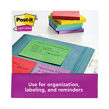 Post-it Pads in Playful Primary Collection Colors, Note Ruled, 4" x 4", 90 Sheets/Pad, 6 Pads/Pack