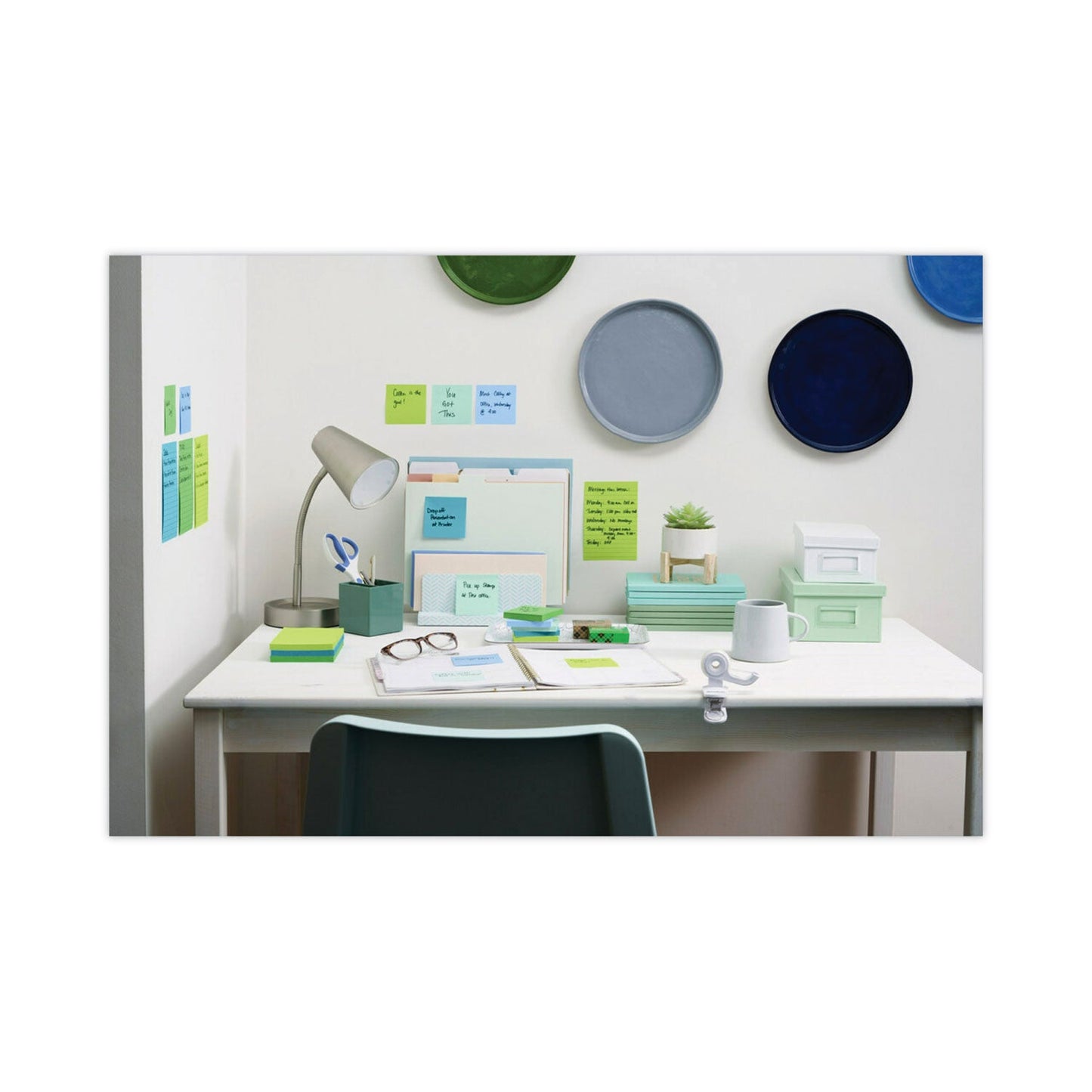 Post-it Recycled Notes in Oasis Collection Colors, Note Ruled, 4" x 4", 90 Sheets/Pad, 6 Pads/Pack