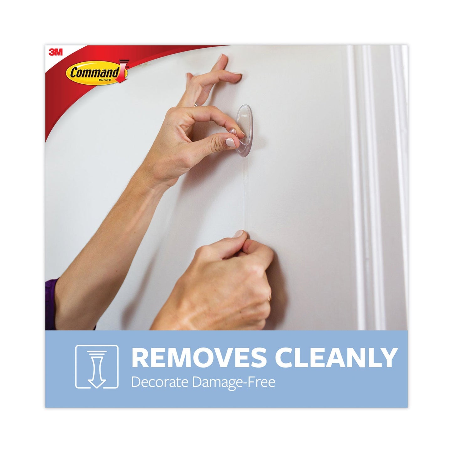 Command Clear Hooks and Strips, Plastic, Medium, 50 Hooks with 50 Adhesive Strips per Carton