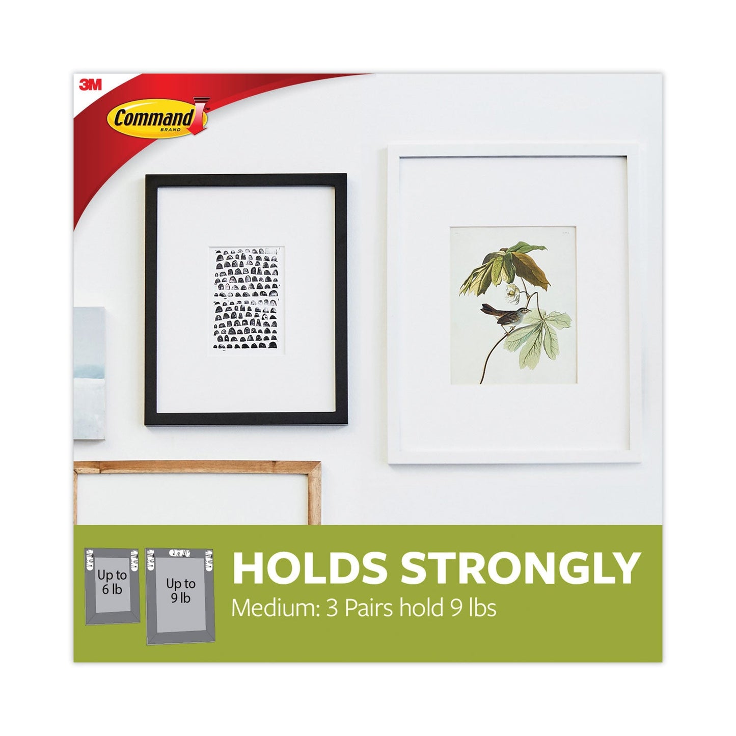 Command Picture Hanging Strips, Cabinet Pack, Removable, Holds Up to 6 lbs per Pair, 0.75 x 2.75, White, 4/Set, 50 Sets/Carton