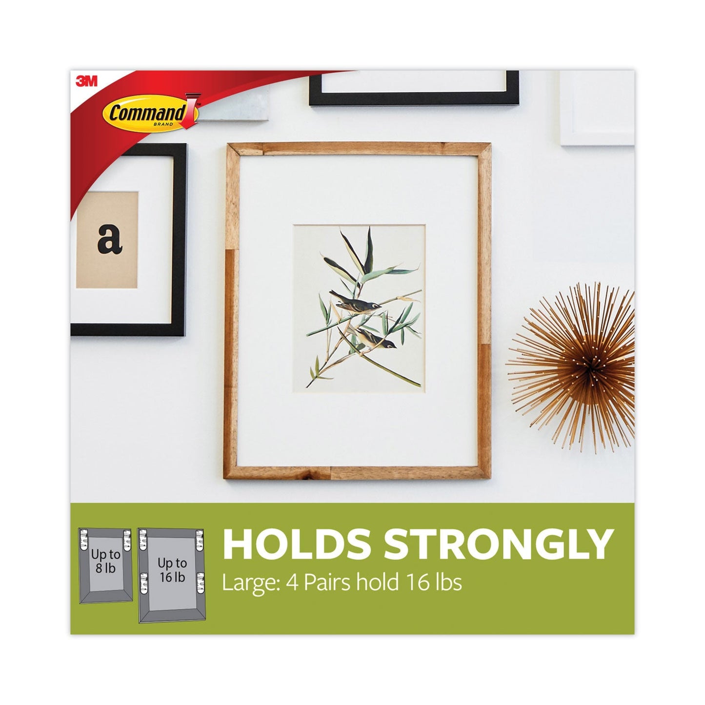 Command Picture Hanging Strips, Removable, Holds Up to 4 lbs per Pair, 0.5 x 3.63, White, 4 Pairs/Pack