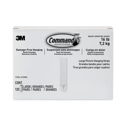 Command Picture Hanging Strips, Value Pack, Large, Removable, Holds Up to 16 lbs, 0.75 x 3.65, White, 120 Pairs/Pack