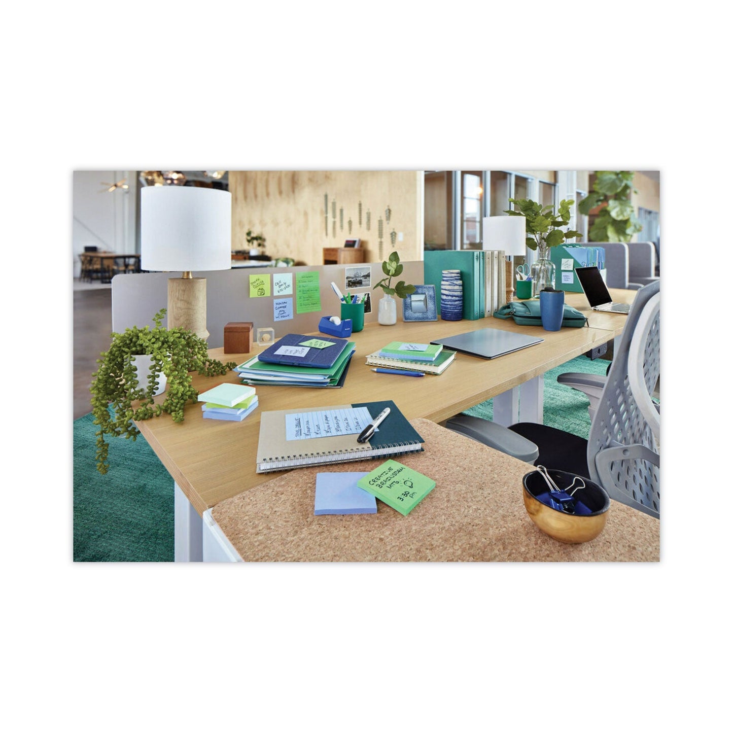 Post-it Recycled Notes in Oasis Collection Colors, Cabinet Pack, 3" x 3", 70 Sheets/Pad, 24 Pads/Pack