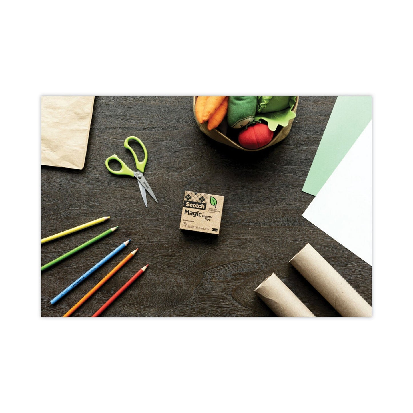 Scotch Magic Greener Tape, 1" Core, 0.75" x 75 ft, Clear, 10/Pack