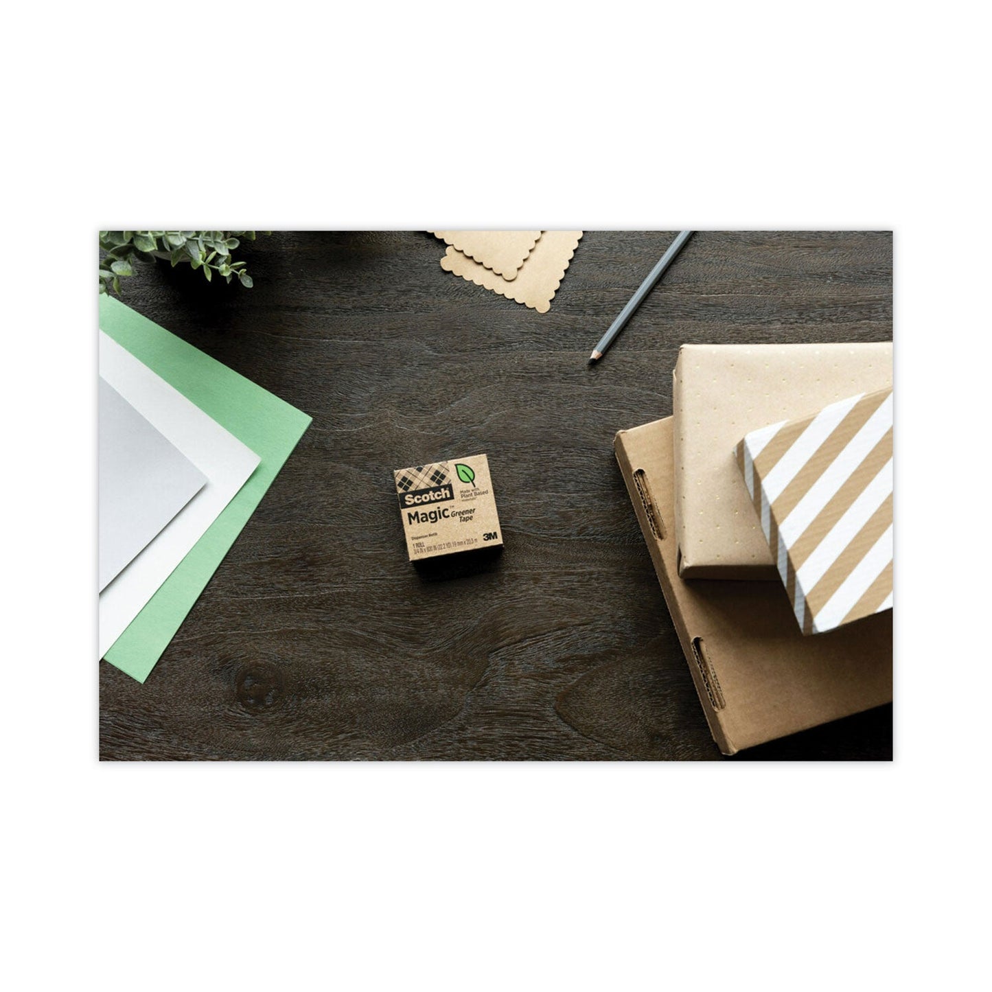 Scotch Magic Greener Tape, 1" Core, 0.75" x 75 ft, Clear, 10/Pack