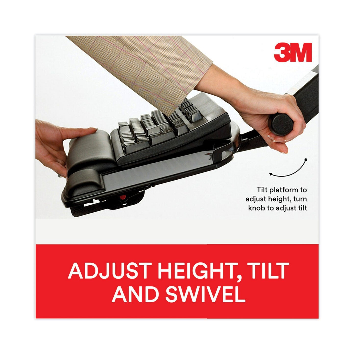 3M Sit/Stand Easy Adjust Keyboard Tray, Standard Platform, 25.5w x 12d, Black