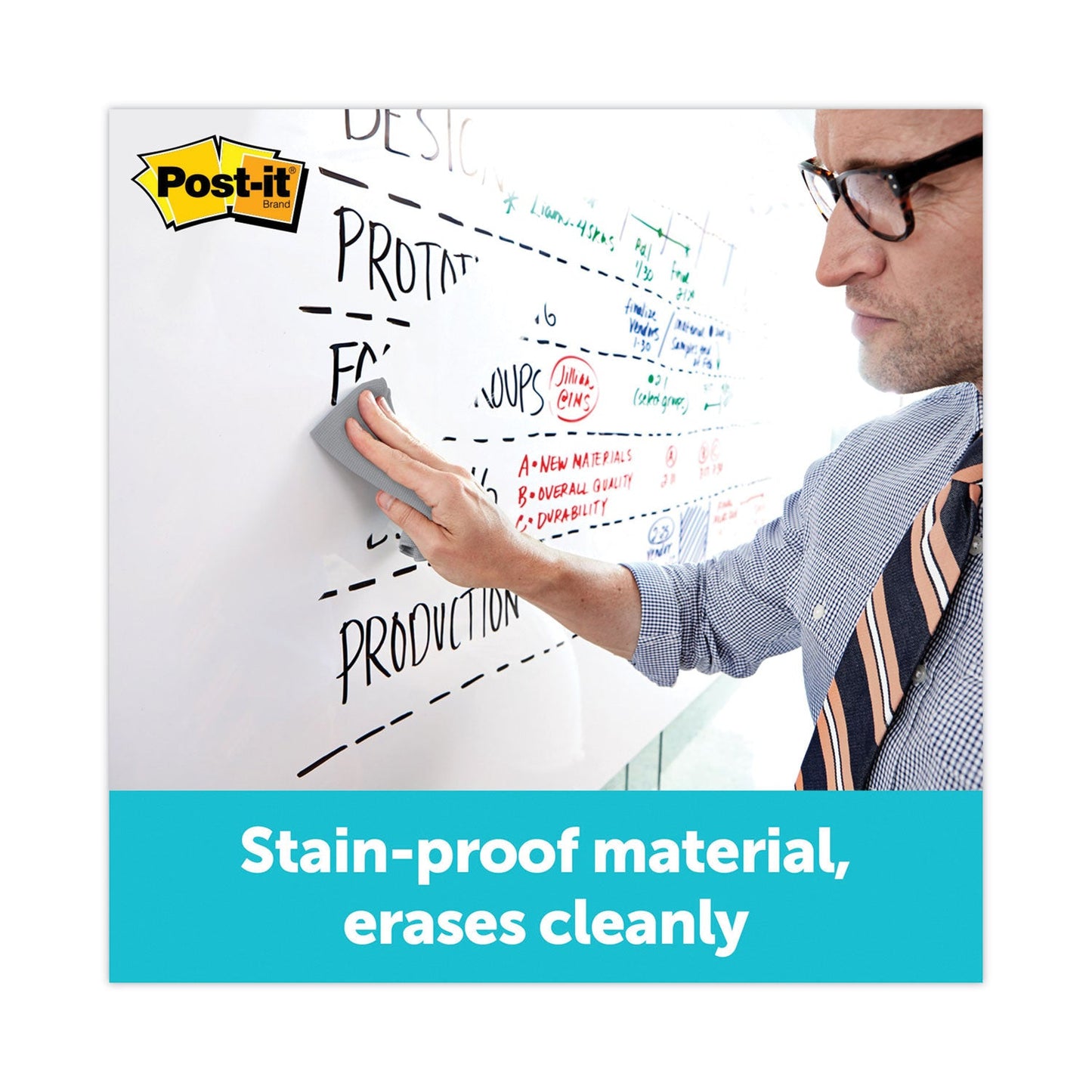 Post-it Dry Erase Surface with Adhesive Backing, 72" x 48", White