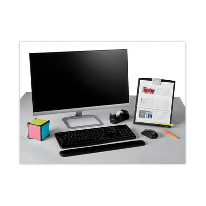 3M Fold-Flat Freestanding Desktop Copyholder, 150 Sheet Capacity, Plastic, Black/Silver Clip